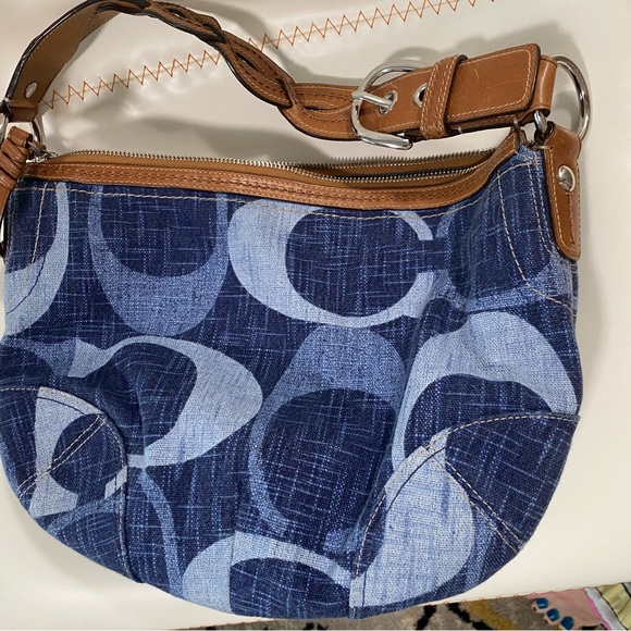 Coach Denim Blue and Tan Shoulder Bag - Picture 5 of 7
